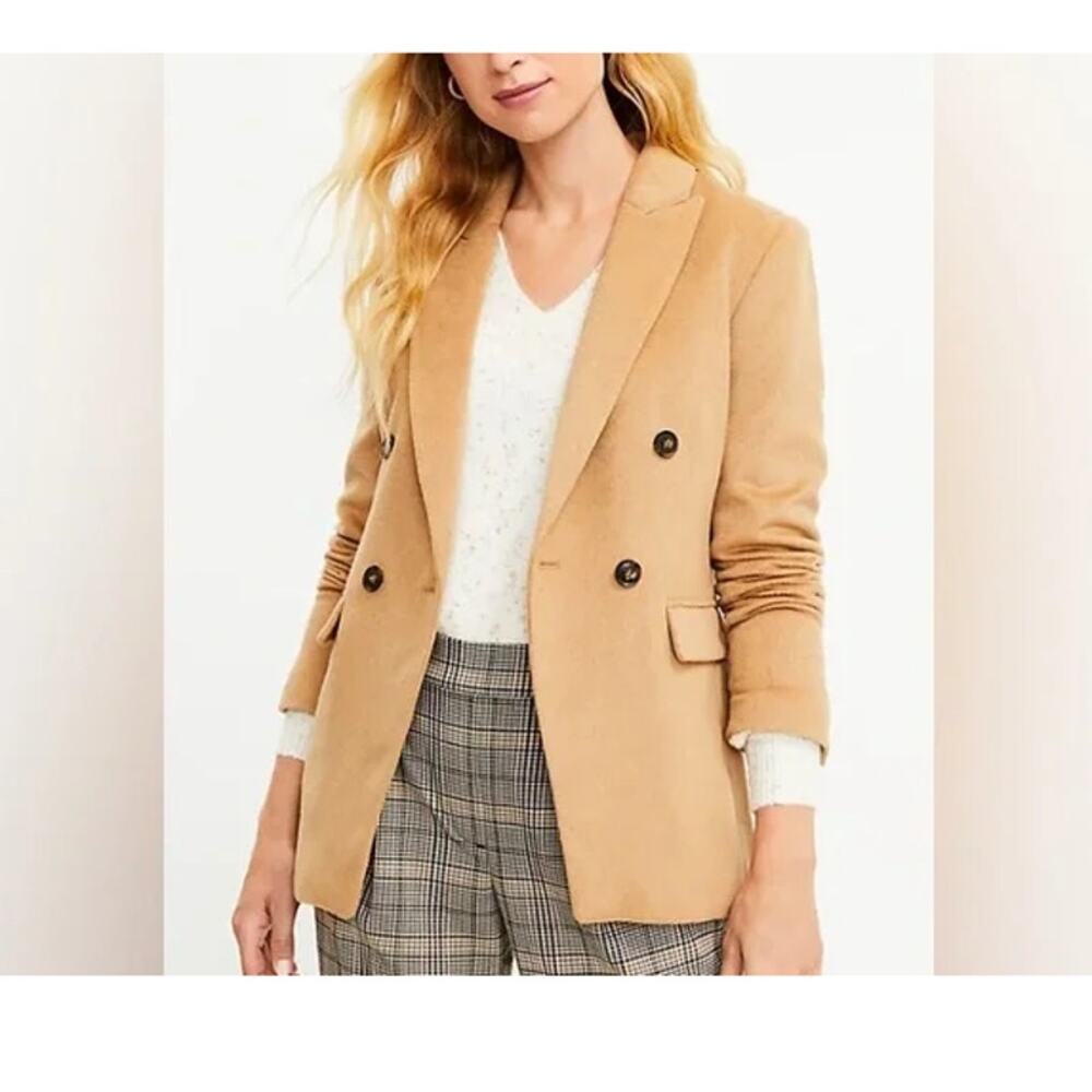 131 Loft Women's Double Breasted Blazer Size 14 Tan NWT